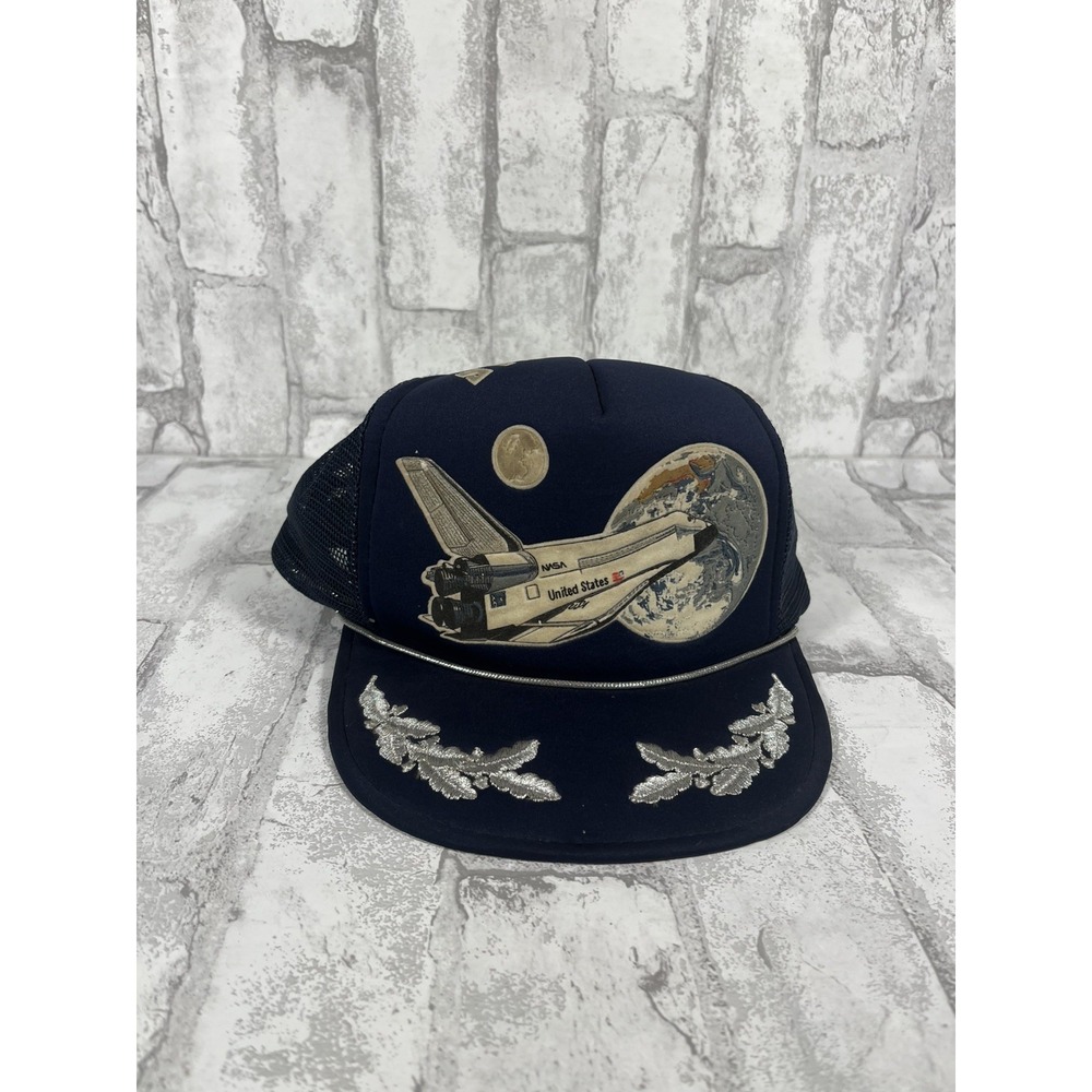 Vintage United States NASA STS Space Shuttle Snap Back Mesh Back Trucker Hat Cap